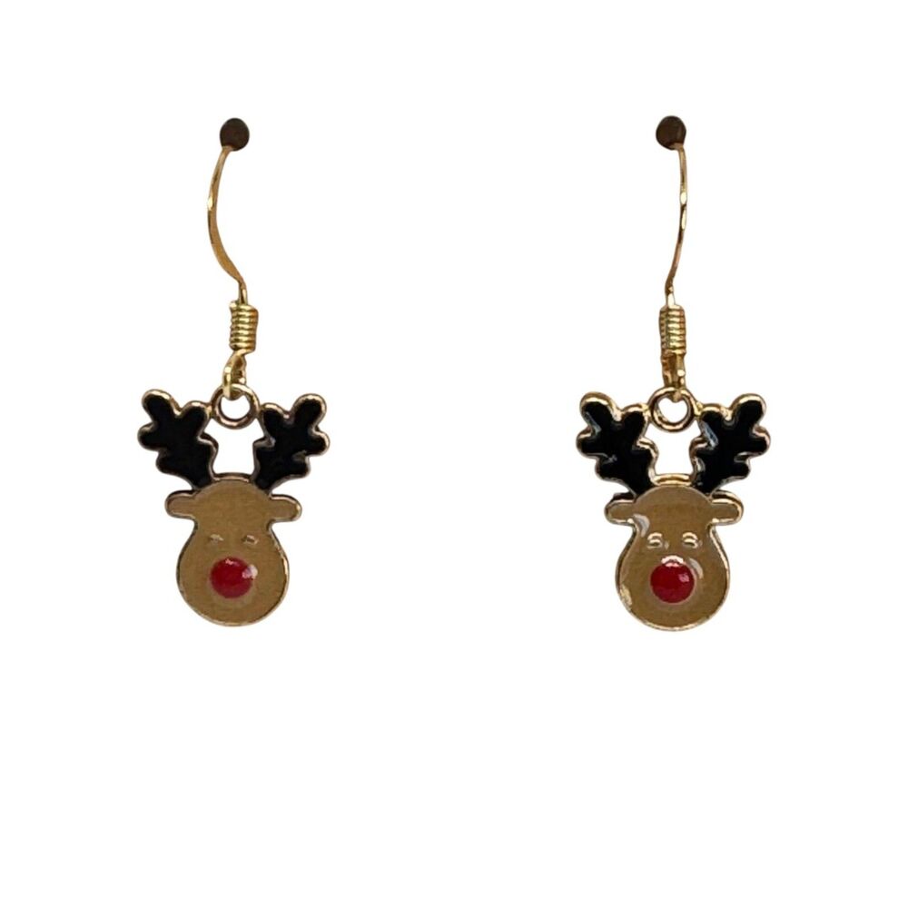 Indio Jewelry Christmas Reindeer 10kt Gold Earrings #2102